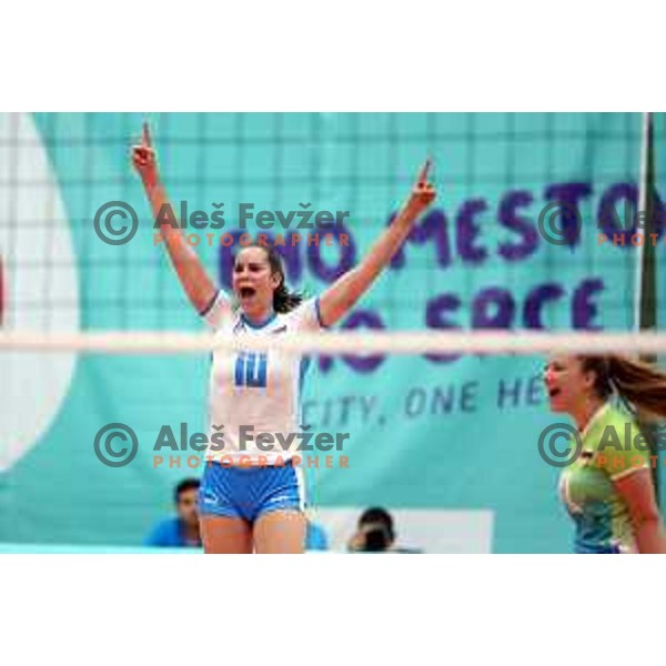 In action during Girls Volleyball tournament group stage match between Slovenia and Germany at EYOF 2023 in Maribor, Slovenia on July 24, 2023