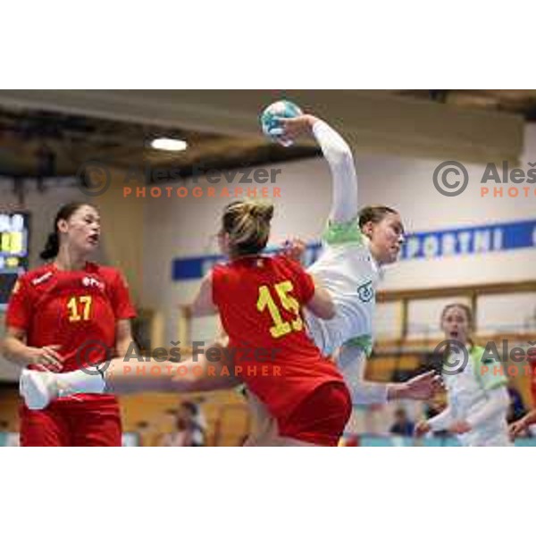 In action during Girls Handball tournament group stage match between Slovenia and Romania at EYOF 2023 in Maribor, Slovenia on July 24, 2023