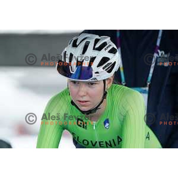 Hana Jeromel (SLO) competes at Girls Cycling Time-Trial at EYOY 2023 in Maribor, Slovenia on July 23, 2023
