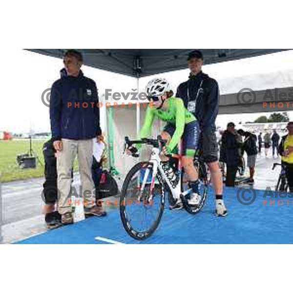 Hana Jeromel (SLO) competes at Girls Cycling Time-Trial at EYOY 2023 in Maribor, Slovenia on July 23, 2023