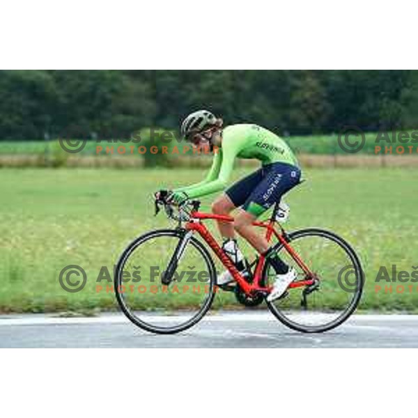 Eva Terpin (SLO) competes at Girls Cycling Time-Trial at EYOY 2023 in Maribor, Slovenia on July 23, 2023