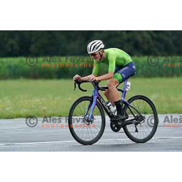 Mai Prevejsek (SLO) competes in Boys Cycling Time-Trial at EYOY 2023 in Maribor, Slovenia on July 23, 2023