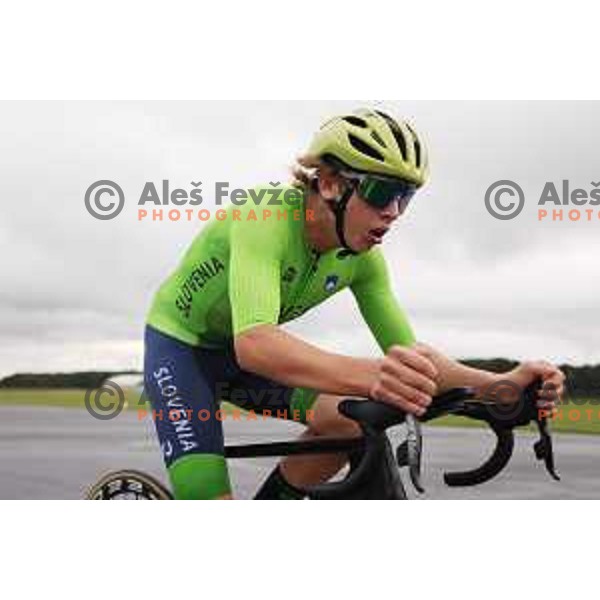 Vanja Kuntaric Zibert (SLO) competes in Boys Cycling Time-Trial at EYOY 2023 in Maribor, Slovenia on July 23, 2023