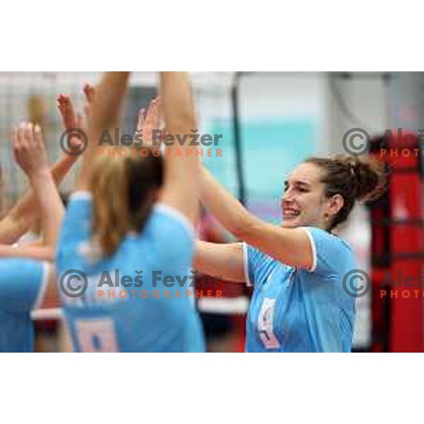 In action during Girls Volleyball tournament group stage match between Slovenia and Croatia at EYOF 2023 in Maribor, Slovenia on July 25, 2023