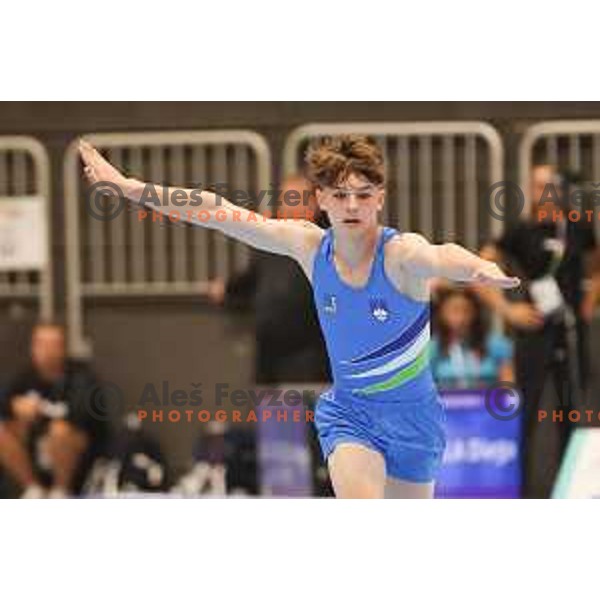 Maj Kondric (SLO) competes in Artistic Gymnastics Boys Floor Exercise during EYOF Maribor 2023 in Maribor, Slovenia on July 25, 2023. Foto: Filip Barbalic