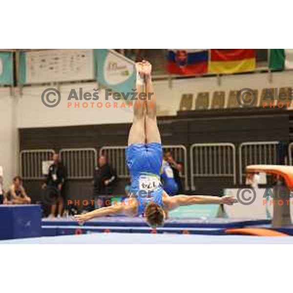 Anze Zalaznik (SLO) competes in Artistic Gymnastics Boys Floor Exercise during EYOF Maribor 2023 in Maribor, Slovenia on July 25, 2023. Foto: Filip Barbalic