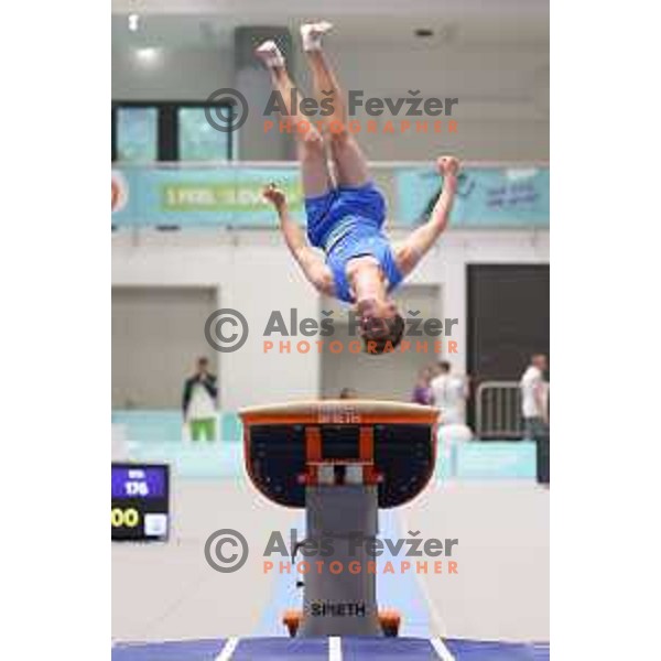 Maj Kondric (SLO) competes in Artistic Gymnastics Boys Vault during EYOF Maribor 2023 in Maribor, Slovenia on July 25, 2023. Foto: Filip Barbalic