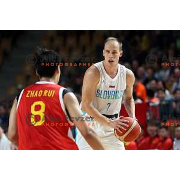 Klemen Prepelic in action during friendly basketball game between Slovenia and China in Zlatorog Arena, Celje, Slovenia on July 25, 2023