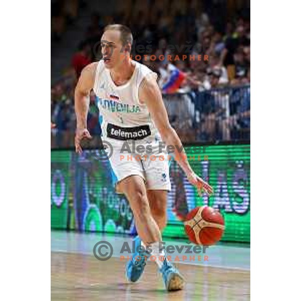 Klemen Prepelic in action during friendly basketball game between Slovenia and China in Zlatorog Arena, Celje, Slovenia on July 25, 2023