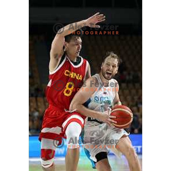 Jaka Blazic in action during friendly basketball game between Slovenia and China in Zlatorog Arena, Celje, Slovenia on July 25, 2023