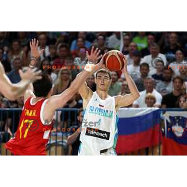 Ziga Samar in action during friendly basketball game between Slovenia and China in Zlatorog Arena, Celje, Slovenia on July 25, 2023