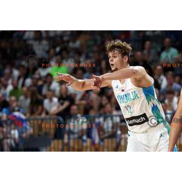 Aljaz Kunc in action during friendly basketball game between Slovenia and China in Zlatorog Arena, Celje, Slovenia on July 25, 2023