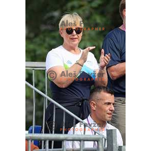 President Nataša Pirc Musar during Girls 3x3 Basketball match during EYOF Maribor 2023 in Maribor, Slovenia on July 26, 2023. Foto: Filip Barbalic