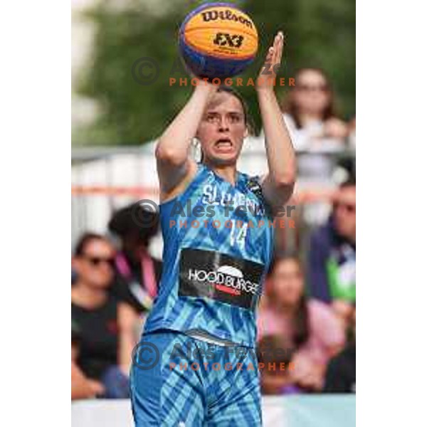 Hana Ovcina (SLO) in action during Girls 3x3 Basketball match during EYOF Maribor 2023 in Maribor, Slovenia on July 26, 2023. Foto: Filip Barbalic