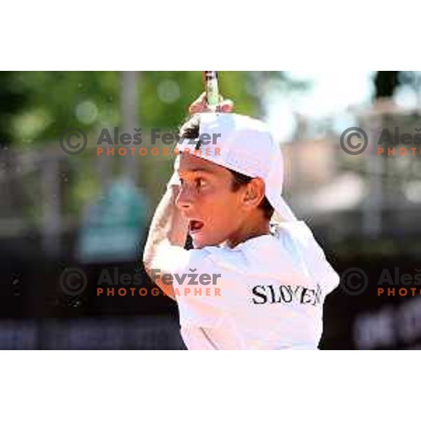 Svit Suljic (SLO) in action during Boys Tennis Tournament at EYOF 2023 in Maribor, Slovenia on July 27, 2023