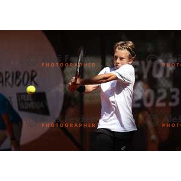 Ziga Sesko (SLO) in action during Boys Tennis Tournament at EYOF 2023 in Maribor, Slovenia on July 27, 2023