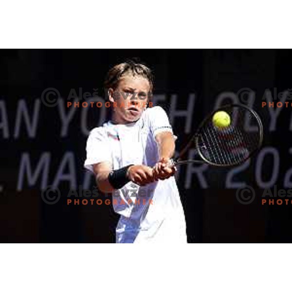 Ziga Sesko (SLO) in action during Boys Tennis Tournament at EYOF 2023 in Maribor, Slovenia on July 27, 2023