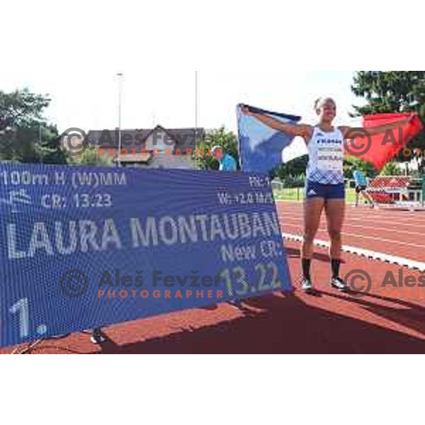Laura Montauban (FRA), winner of Girls 100 meters hurdles at EYOF 2023, Maribor, Slovenia on July 28, 2023