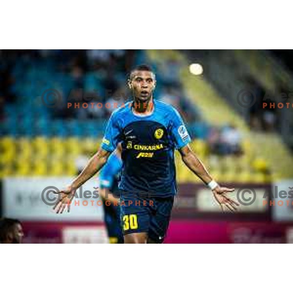 Edmilson De Paula Santos Filho celebrates goal during Prva liga Telemach football match between Celje and Mura in Arena z’dezele, Slovenia on July 30, 2023. Photo: Jure Banfi