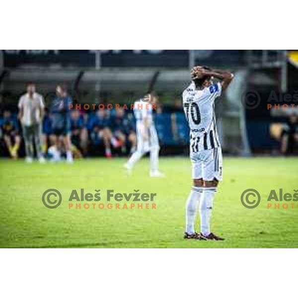 Darick Kobie Morris disappointed during Prva liga Telemach football match between Celje and Mura in Arena z’dezele, Slovenia on July 30, 2023. Photo: Jure Banfi