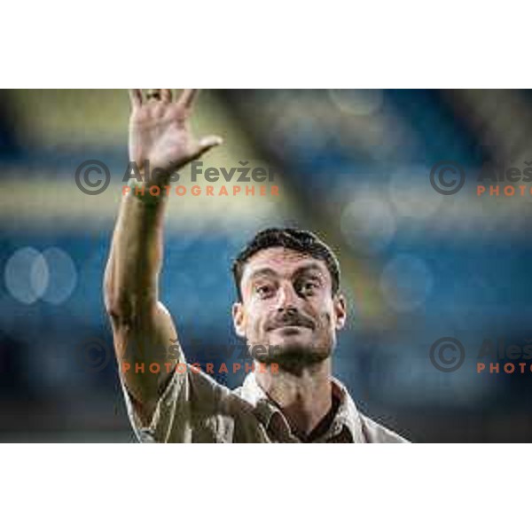 Albert Riera, head coach of Celje celebrating during Prva liga Telemach football match between Celje and Mura in Arena z’dezele, Slovenia on July 30, 2023. Photo: Jure Banfi