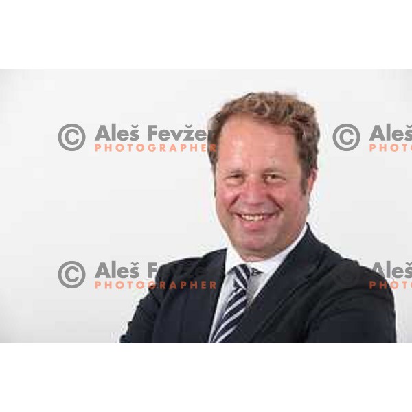 Aleksander Kravanja, newly elected president of International Foot Golf Association (FIFG) during photo shooting in Ljubljana, Slovenia on August 3, 2023