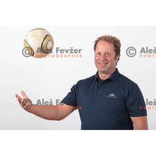 Aleksander Kravanja, newly elected president of International Foot Golf Association (FIFG) during photo shooting in Ljubljana, Slovenia on August 3, 2023