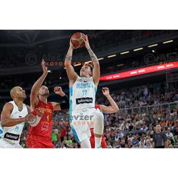 Luka Doncic in action during friendly match in preparation for World Cup 2023 between Slovenia and Montenegro in Ljubljana on August 8, 2023