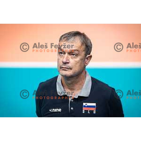 Marco Bonitta, head coach of Slovenia during women’s friendly volleyball match between Slovenia and Azerbaijan in Dvorana Tabor, Maribor, Slovenia on August 10, 2023. Photo: Jure Banfi