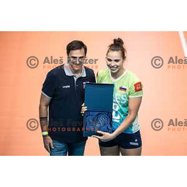 Sasa Planinsec during women’s friendly volleyball match between Slovenia and Azerbaijan in Dvorana Tabor, Maribor, Slovenia on August 10, 2023. Photo: Jure Banfi