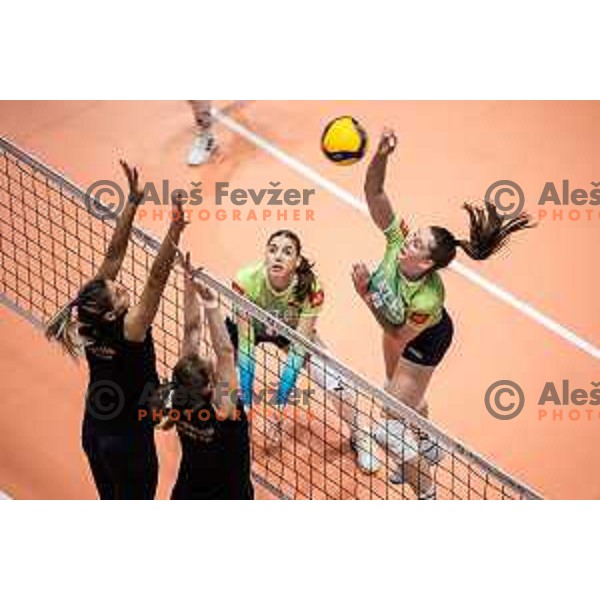 Masa Pucelj in action during women’s friendly volleyball match between Slovenia and Azerbaijan in Dvorana Tabor, Maribor, Slovenia on August 10, 2023. Photo: Jure Banfi