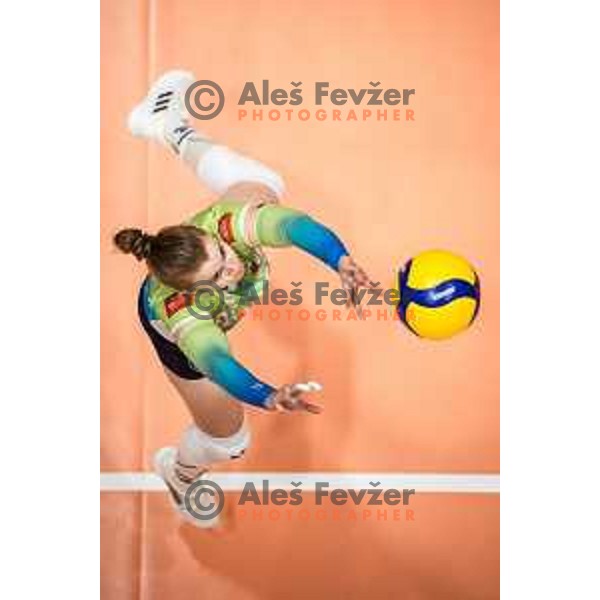 Sara Najdic in action during women’s friendly volleyball match between Slovenia and Azerbaijan in Dvorana Tabor, Maribor, Slovenia on August 10, 2023. Photo: Jure Banfi