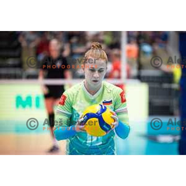 Sara Najdic in action during women’s friendly volleyball match between Slovenia and Azerbaijan in Dvorana Tabor, Maribor, Slovenia on August 10, 2023. Photo: Jure Banfi