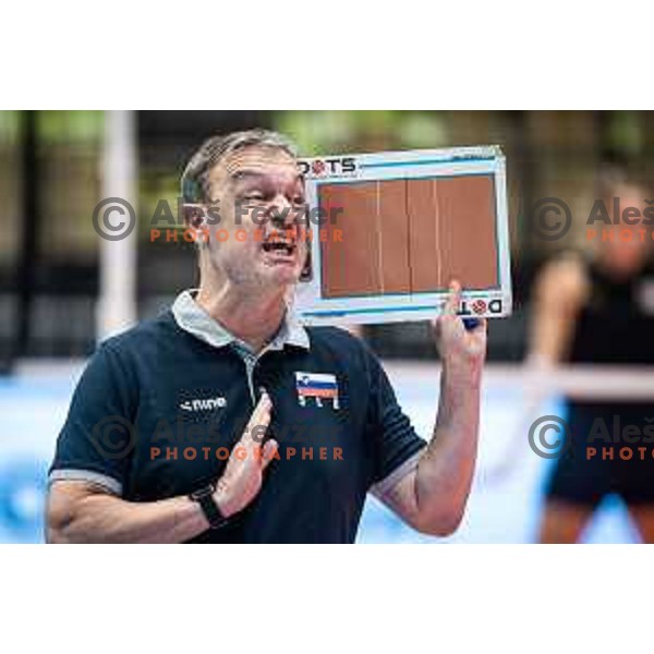 Marco Bonitta, head coach of Slovenia during women’s friendly volleyball match between Slovenia and Azerbaijan in Dvorana Tabor, Maribor, Slovenia on August 10, 2023. Photo: Jure Banfi