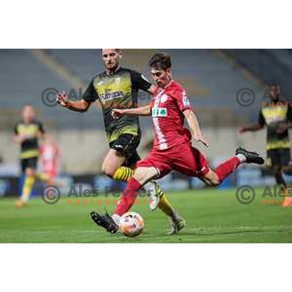 In action during Prva liga Telemach 2023/2024 football match between Radomlje and Aluminij in Domzale, Slovenia on August 12, 2023