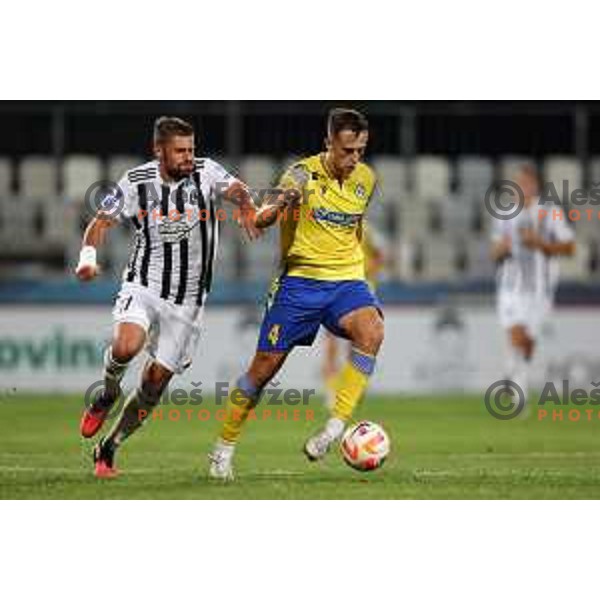 Amadej Marosa in action during Prva liga Telemach 2023/2024 football match between Koper and Mura at Bonifika Stadium in Koper, Slovenia on August 14, 2023