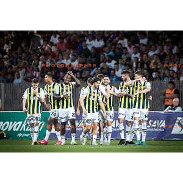 Players of Fenerbahce celebrating during UEFA Europa Conference League qualifications football match between Maribor and Fenerbahce in Ljudski vrt, Maribor, Slovenia on August 17, 2023. Photo: Jure Banfi