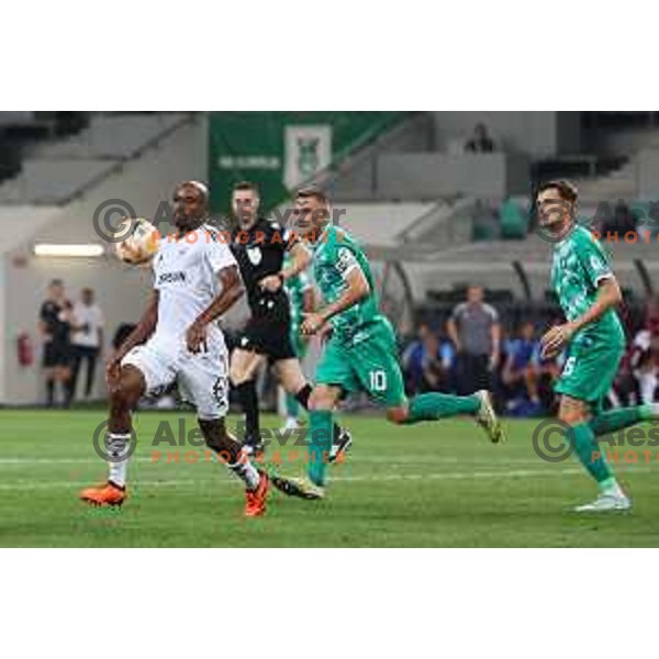 Timi Max Elsnik in action during UEFA Europa League qualifiers between Olimpija (SLO) and Qarabag (AZE) in Ljubljana, Slovenia on August 24, 2023