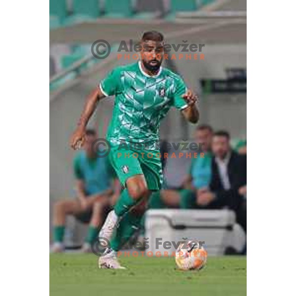 in action during UEFA Europa League qualifiers between Olimpija (SLO) and Qarabag (AZE) in Ljubljana, Slovenia on August 24, 2023