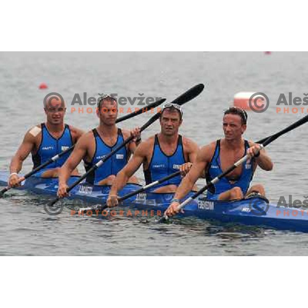 Italia kayak 4 men at Rowing practice at Shunyi Olympic Park rowing course , Olympic games Beijing, China 8.8.2008 