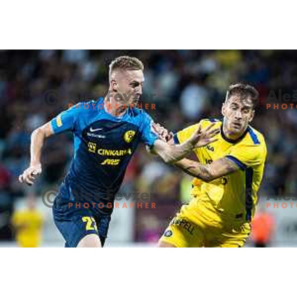 Zan Karnicnik in action during UEFA Europa Conference League qualifications football match between Celje and Maccabi Tel Aviv in Arena z’dezele, Celje, Slovenia on August 31, 2023. Photo: Jure Banfi