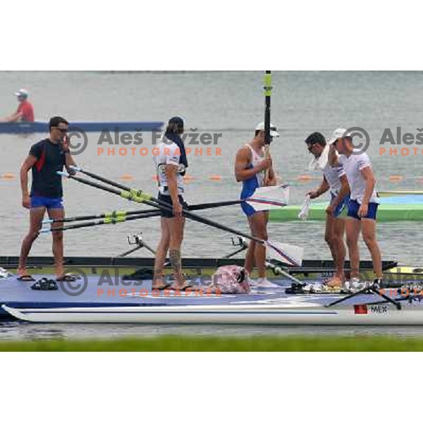 Rowing practice at Shunyi Olympic Park rowing course , Olympic games Beijing, China 8.8.2008 