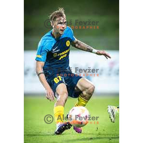 Nino Milic in action during UEFA Europa Conference League qualifications football match between Celje and Maccabi Tel Aviv in Arena z’dezele, Celje, Slovenia on August 31, 2023. Photo: Jure Banfi