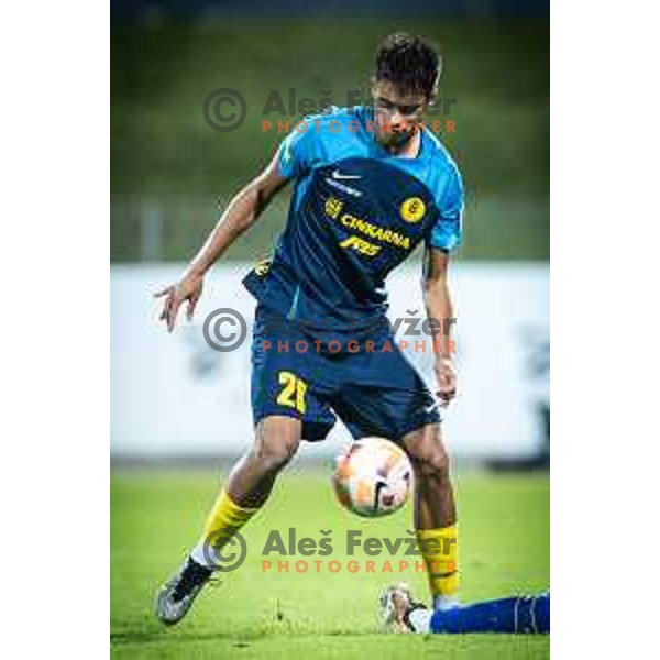 Lucas Macak in action during UEFA Europa Conference League qualifications football match between Celje and Maccabi Tel Aviv in Arena z’dezele, Celje, Slovenia on August 31, 2023. Photo: Jure Banfi