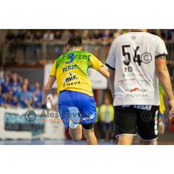 Luka Peric in action during handball Slovenian SuperCup match between Jerusalem Ormoz and Celje Pivovarna Lasko in Ormoz on September 3, 2023