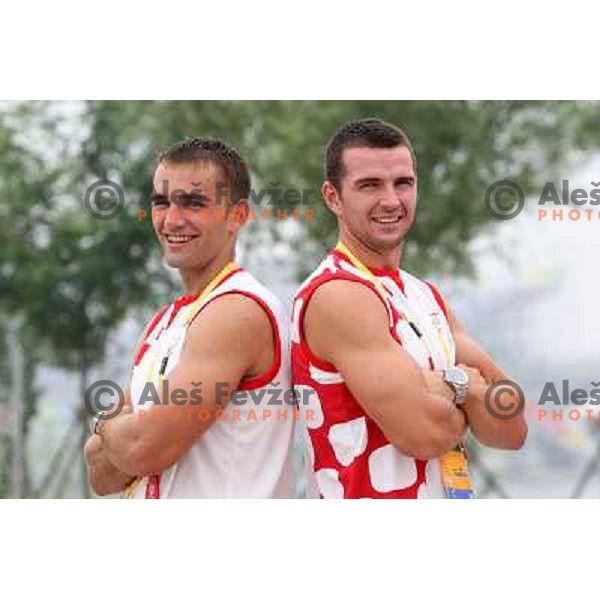 Ante Kusurin (left) and Mario Vekic (CRO) at Rowing practice at Shunyi Olympic Park rowing course , Olympic games Beijing, China 8.8.2008 