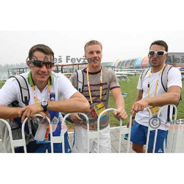 Brothers Pirih and Rok Kolander after Rowing practice at Shunyi Olympic Park rowing course , Olympic games Beijing, China 8.8.2008 