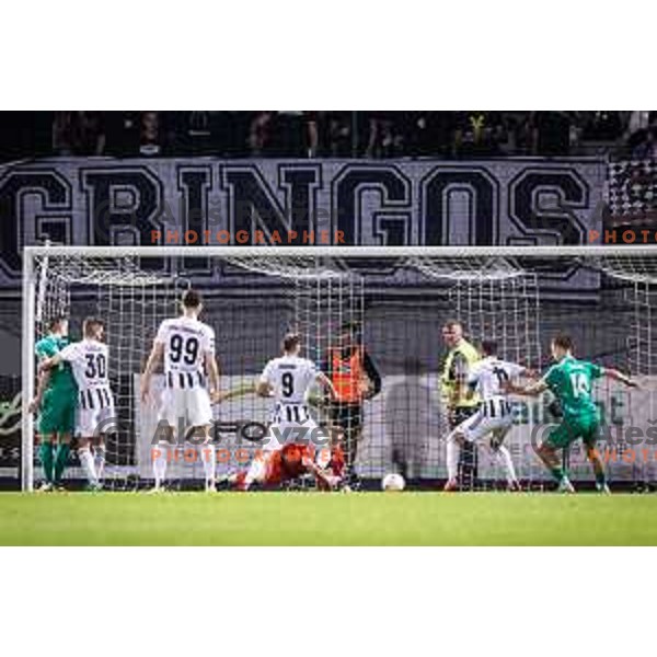 Klemen Mihelak in action during Prva liga Telemach football match between Mura and Olimpija in Fazanerija, Murska Sobota, Slovenia on September 3, 2023. Foto: Jure Banfi