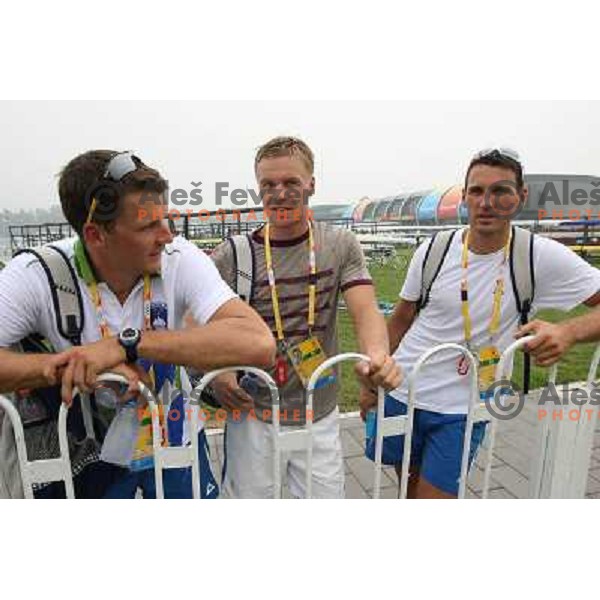 Brothers Pirih and Kolander after Rowing practice at Shunyi Olympic Park rowing course , Olympic games Beijing, China 8.8.2008 