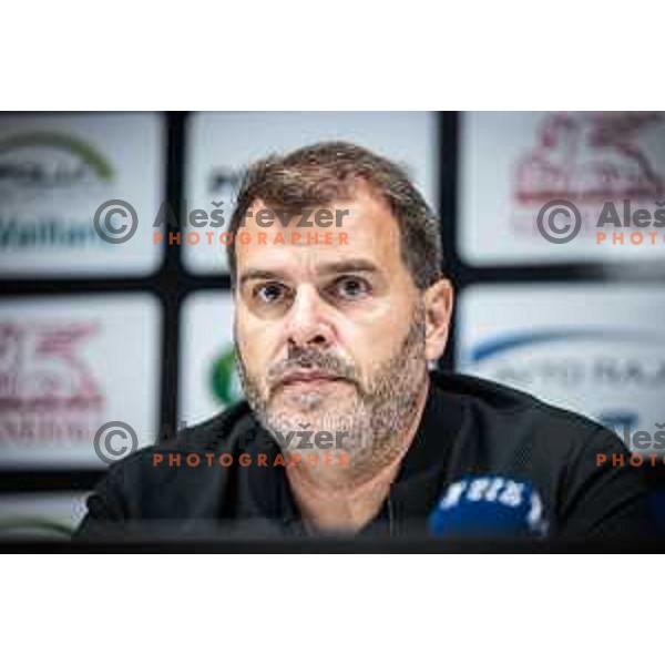 Joao Henriques, head coach of Olimpija at the press conference after Prva liga Telemach football match between Mura and Olimpija in Fazanerija, Murska Sobota, Slovenia on September 3, 2023. Foto: Jure Banfi